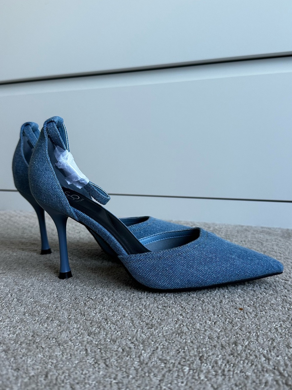 Denim Pointed-Toe Stiletto Pumps - Blue